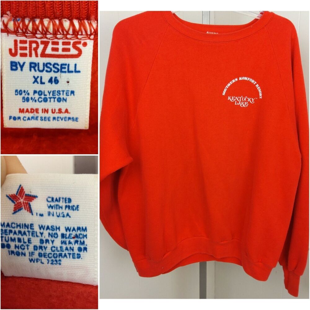 Vintage L 46 Raglan Sweatshirt Jerzees by Russell Made In USA Kentucky Lake